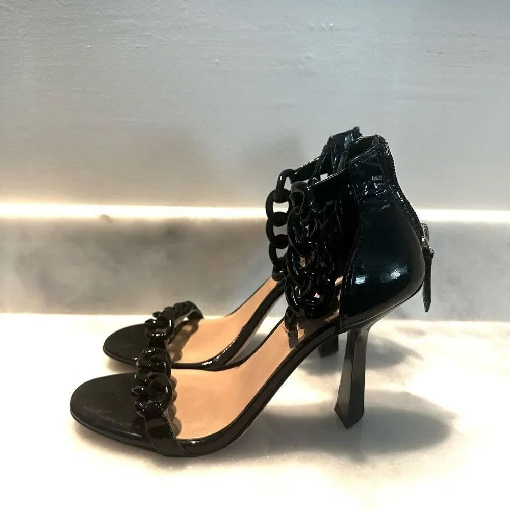 Antonio Melani Carolitta Ankle Chain Patent Leather Dress HeelS Black 7.5M